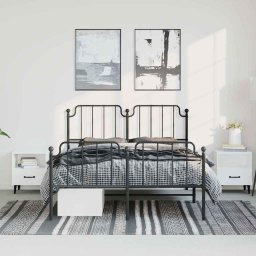 vidaXL Bedframe met hoofd- en voeteneinde metaal zwart 183x213 cm