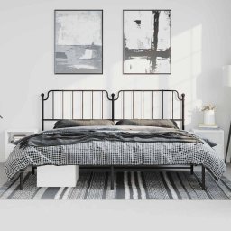 vidaXL Bedframe met hoofdbord metaal zwart 183x213 cm