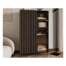 Hoge commode PELOSA 2 deuren 2 lades portland eik/zwart