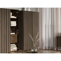 Hoge commode PELOSA 2 deuren portland eik/zwart