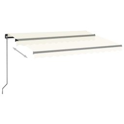 vidaXL Handmatig knikarmscherm met solar LED 3,5 x 2,5 m Crèmekleurig