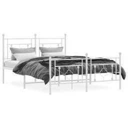 vidaXL Bedframe met hoofd- en voeteneinde metaal wit 135x190 cm