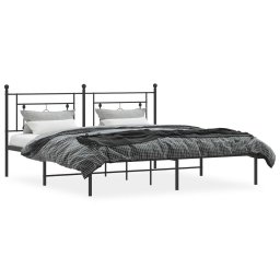 vidaXL Bedframe met hoofdbord metaal zwart 183x213 cm