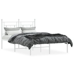 vidaXL Bedframe met hoofdbord metaal wit 120x200 cm