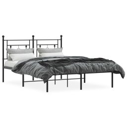vidaXL Bedframe met hoofdbord metaal zwart 135x190 cm