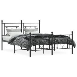 vidaXL Bedframe met hoofd- en voeteneinde metaal zwart 135x190 cm