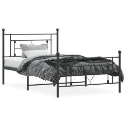 vidaXL Bedframe met hoofd- en voeteneinde metaal zwart 107x203 cm