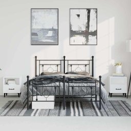 vidaXL Bedframe met hoofd- en voeteneinde metaal zwart 193x203 cm