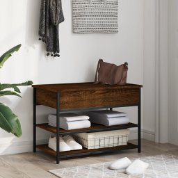 vidaXL Schoenenbankje 70x42,5x50 cm bewerkt hout bruin eikenkleur