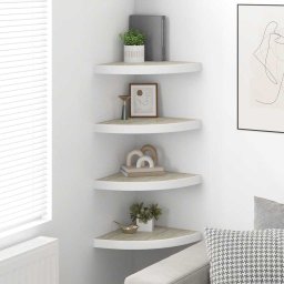 vidaXL Hoekwandschappen 4 st 35x35x3,8 cm MDF eikenkleurig en wit