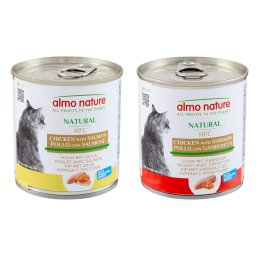 24x280g Mixpakket (Kip & Zalm, Kip & Garnalen) Almo Nature HFC Natural Kattenvoer