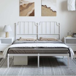vidaXL Bedframe met hoofdbord metaal wit 150x200 cm