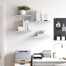 vidaXL Wandschappen 4 st zwevend 40x23,5x3,8 cm MDF betongrijs