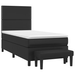 vidaXL Boxspring met matras kunstleer zwart 100x200 cm