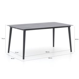 Manifesto Rivola/Sora 160cm dining tuinset 5-delig - Laagste prijsgarantie!