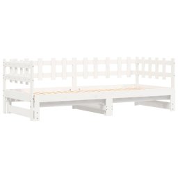 vidaXL Slaapbank uitschuifbaar massief grenenhout wit 2x(90x200) cm