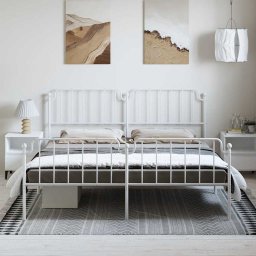 vidaXL Bedframe met hoofd- en voeteneinde metaal wit 193x203 cm