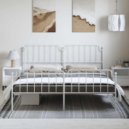 vidaXL Bedframe met hoofd- en voeteneinde metaal wit 183x213 cm