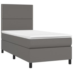 vidaXL Boxspring met matras kunstleer grijs 100x200 cm