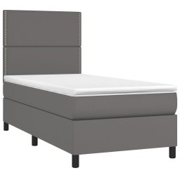 vidaXL Boxspring met matras en LED kunstleer grijs 100x200 cm