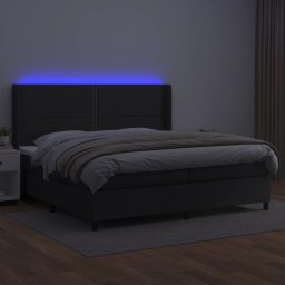 vidaXL Boxspring met matras en LED kunstleer zwart 200x200 cm
