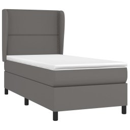 vidaXL Boxspring met matras kunstleer grijs 100x200 cm