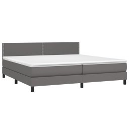 vidaXL Boxspring met matras kunstleer grijs 200x200 cm