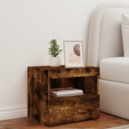 vidaXL Nachtkastje met LED-verlichting 50x40x45 cm gerookt eikenkleur