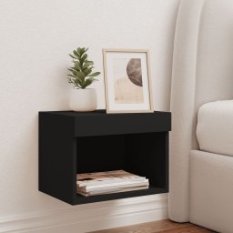 vidaXL Nachtkastje met LED's wandgemonteerd zwart