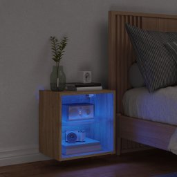 vidaXL Nachtkastje met LED's wandgemonteerd sonoma eikenkleurig