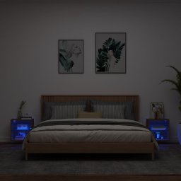 vidaXL Nachtkastjes met LED's 2 st wandgemonteerd bruin eikenkleur