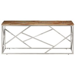 vidaXL Salontafel roestvrij staal en gerecycled hout zilverkleurig