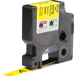 DYMO Rhino industriële Vinyl Labels | 12 mm x 5,5 m | zwarte afdruk op geel | zelfklevende labels vo