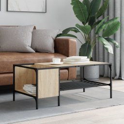 vidaXL Salontafel met rek 100x51x40 cm bewerkt hout sonoma eikenkleur