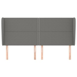 vidaXL Hoofdbord met randen 183x23x118/128 cm stof donkergrijs