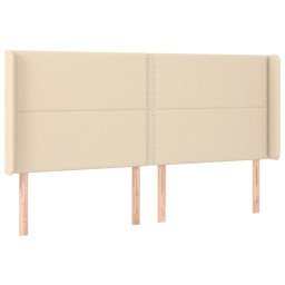 vidaXL Hoofdbord LED 183x16x118/128 cm stof crèmekleurig