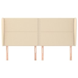 vidaXL Hoofdbord met randen 183x23x118/128 cm stof crèmekleurig