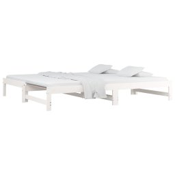 vidaXL Slaapbank uitschuifbaar massief grenenhout wit 2x(90x200) cm