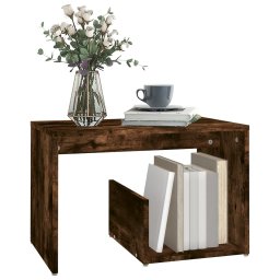 vidaXL Bijzettafel 59x36x38 cm bewerkt hout gerookt eikenkleurig