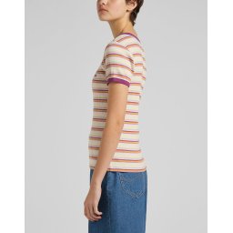 Lee Dames Stripe Tee shirt - Maat XS - Golden Beam Gemengde Kleuren