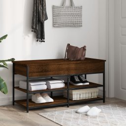 vidaXL Schoenenbankje 100x42,5x50 cm bewerkt hout bruin eikenkleur