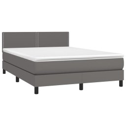 vidaXL Boxspring met matras kunstleer grijs 140x200 cm