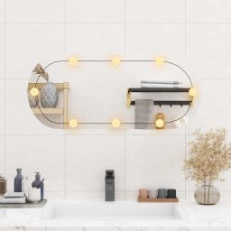 vidaXL Wandspiegel met LED's ovaal 35x80 cm glas