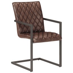 vidaXL Eetkamerstoelen 2 st echt leer bruin