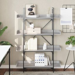 vidaXL Boekenkast 4-laags 100x33x145,5 cm bewerkt hout grijs sonoma