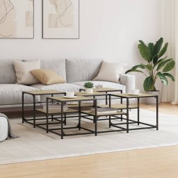vidaXL Salontafel 121x121x40 cm bewerkt hout sonoma eikenkleurig