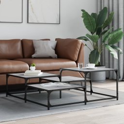 vidaXL Salontafel 107x107x40 cm bewerkt hout grijs sonoma eikenkleurig