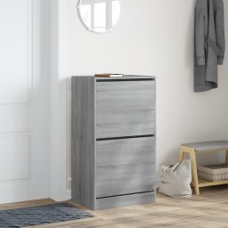 vidaXL Schoenenkast met 2 klaplades 60x42x108 cm grijs sonoma