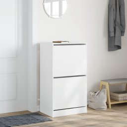 vidaXL Schoenenkast met 2 klaplades 60x42x108 cm wit