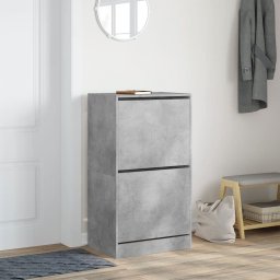 vidaXL Schoenenkast met 2 klaplades 60x42x108 cm betongrijs